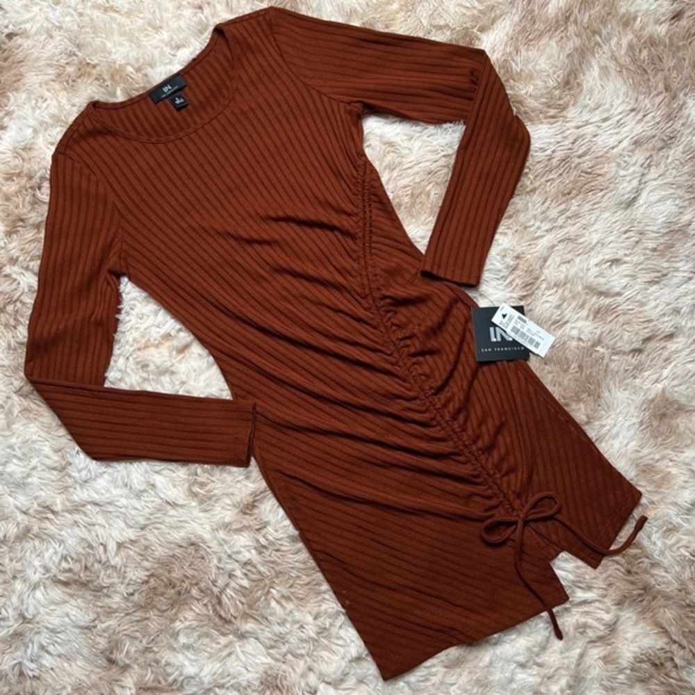 NEW I.N. Burnt Orange‎ Draw String Dress